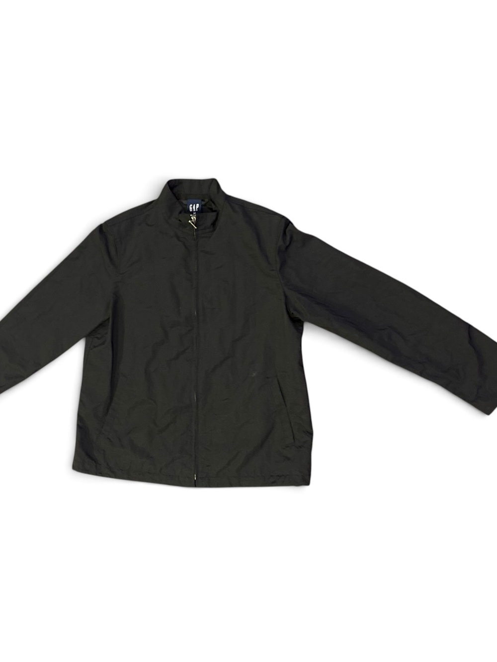GAP Mens Black Full Zip Nylon Windbreaker Jacket Stand Collar Lightweight Size M